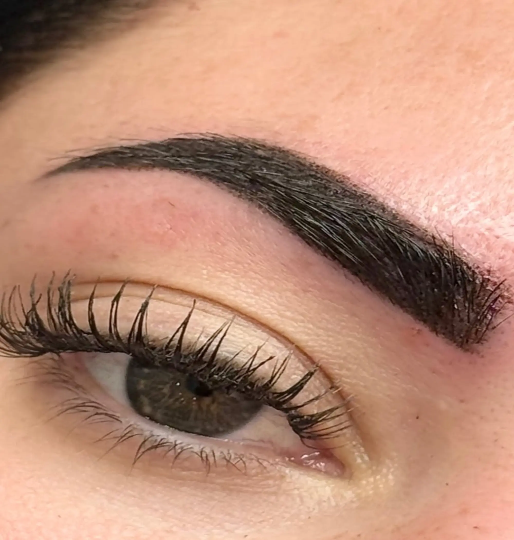 close up of nano brows technique